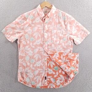 Faherty Shirt Mens Medium Breeze Reverse Print Floral Linen Blend Hawaiian Beach